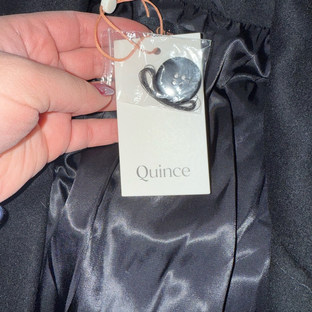 New | Quince Italian Wool Double-Breasted Slouch Coat Large Black - Picture 5 of 6